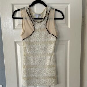 Beige and Cream Peppe Peluso Lace Top